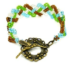 HAND CRAFTED Celtic Knot Beaded Bracelet Earth Tones